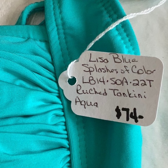 Lisa Blue Tankini Top SPLASH OF COLOR  -Deep Aqua (#46) - Picture 7 of 10
